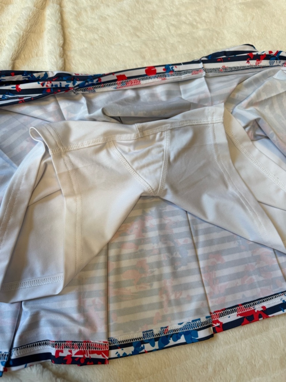 Bolle Athletic Skort Skirt L Red White Blue Striped Built In Shorts Swim Tennis - Picture 11 of 14